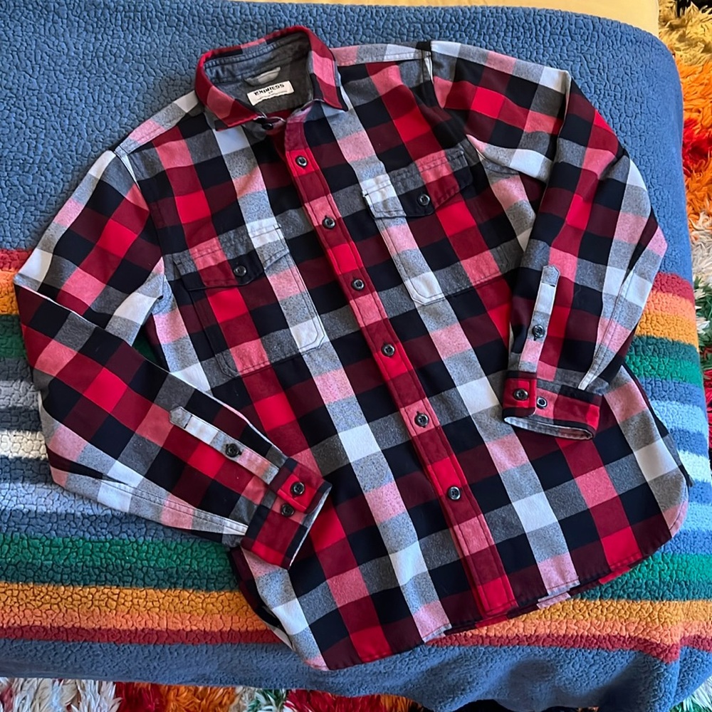 Heavy Plaid Flannel Button-up Shirt